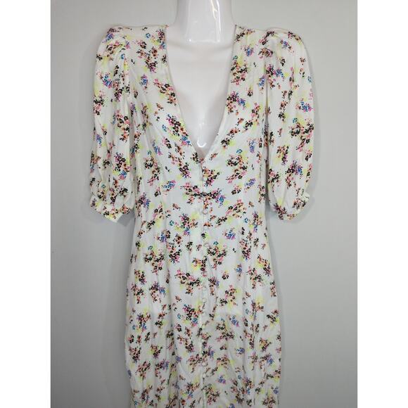 AFRM Floral V-Neck Midi Dress - XS - Multicolor V-Neck Summer Party Boho - Picture 3 of 11